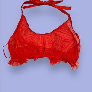 Savage X Fenty Lace Bra Corset Bone Essentials Lace Trim Red Bralette Size 3XL